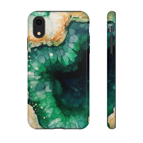 Green Geode in Watercolor - Impact Resistant Phone Case iPhone XR Glossy
